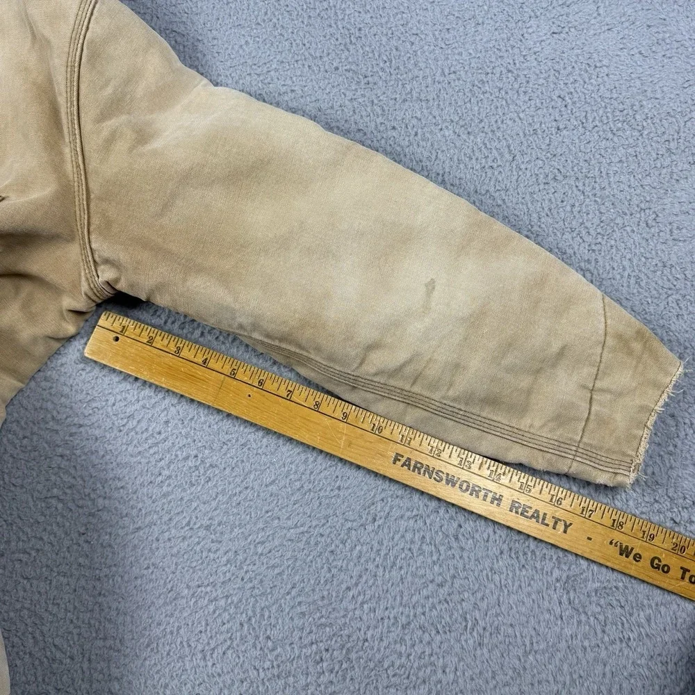 Vtg‎ Carhartt Jacket Size 44 Tan Blanket Lined 70s Chore Coat Canvas 6BLCL C06